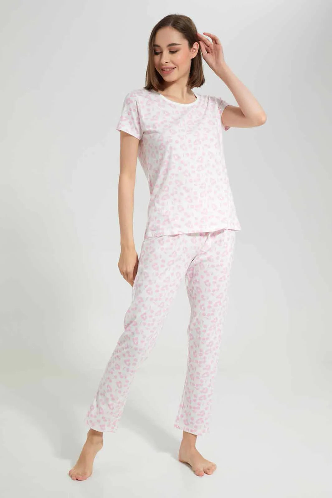 Latuza Women's V-neck Sleepwear Short Sleeve Pajama Set, Light Gray, Medium  price in Saudi Arabia,  Saudi Arabia