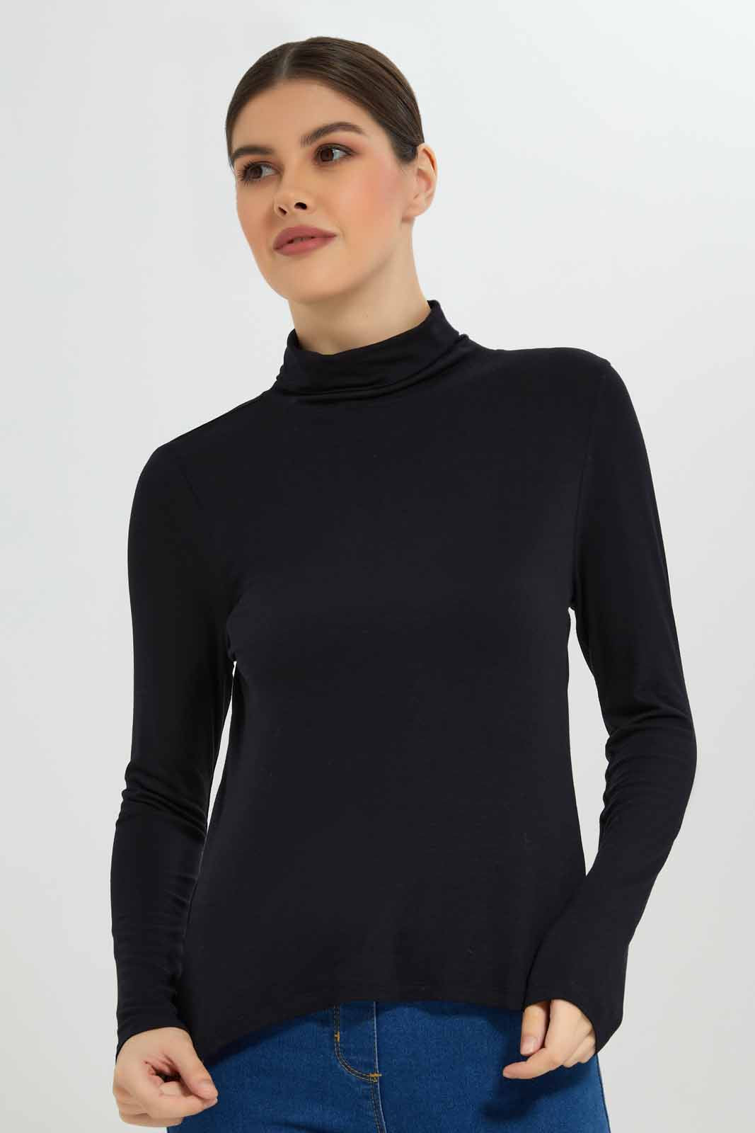 Black Turtle Neck T-Shirt