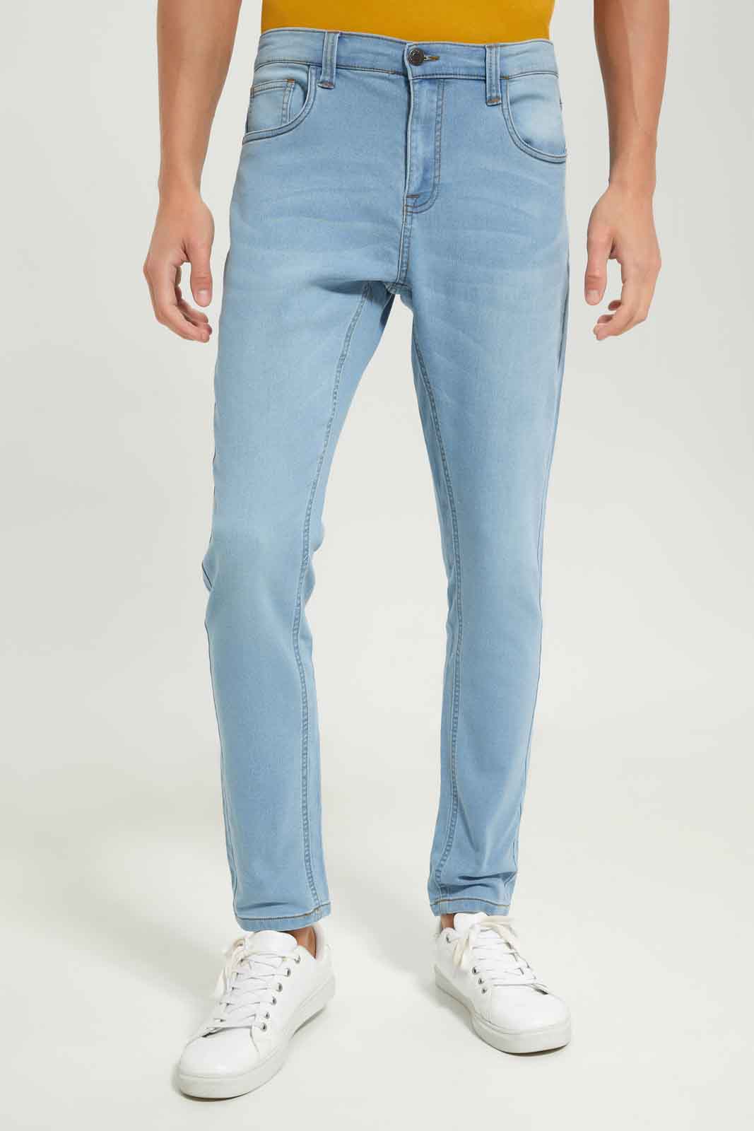 Buy Men Blue Knit Denim Jeans for Men 123871990 in Saudi Arabia