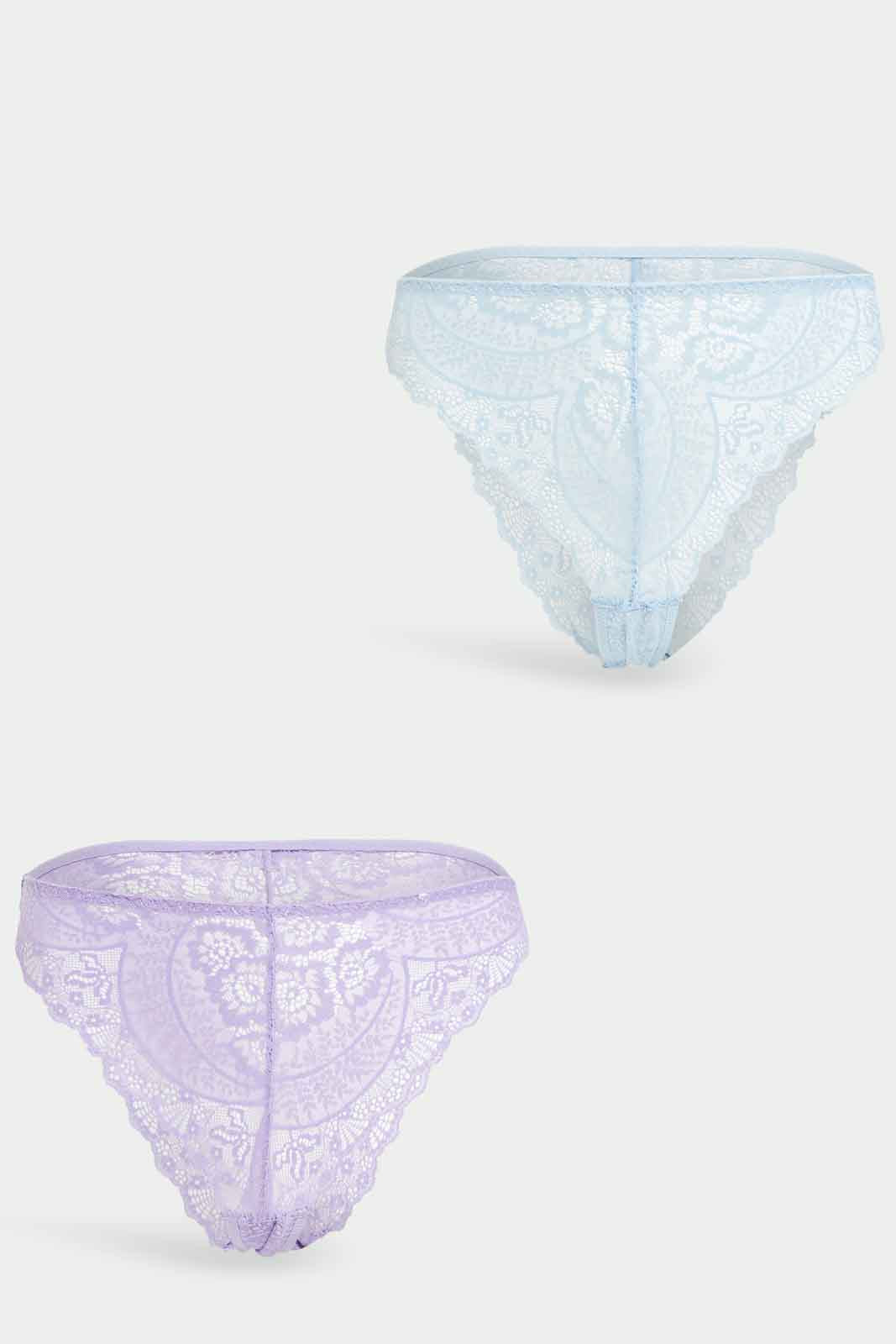 Buy Women Lilac And Blue Lace High Leg Brief Set (2 Piece) for Women  124126094 in Saudi Arabia