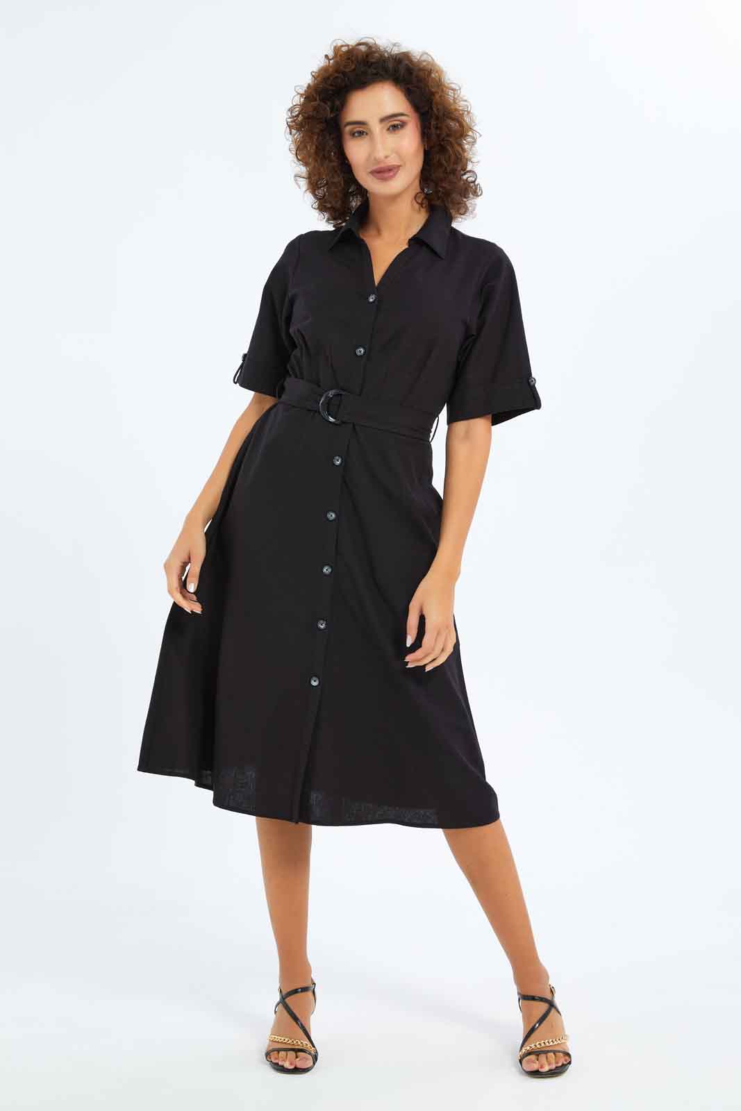 Black Linen Shirt Dress, Womens Dresses