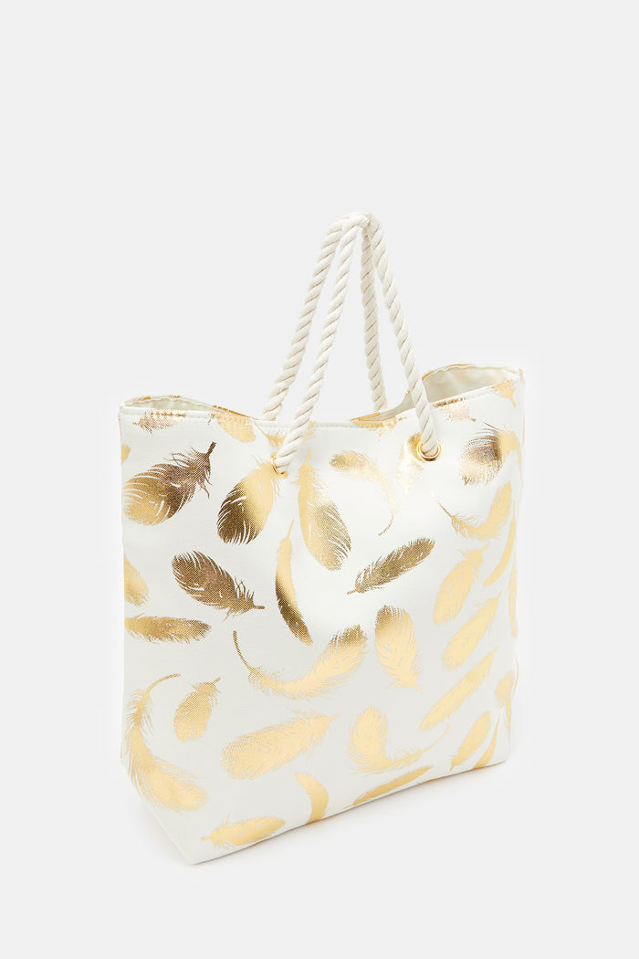 Redtag-Gold-Leave-Printed-Beach-Bag-Category:Bags,-Colour:Assorted,-Deals:New-In,-Filter:Women's-Accessories,-H1:ACC,-H2:LAD,-H3:LAB,-H4:LAB-LADIES-BAGS,-New-In,-New-In-Women-ACC,-Non-Sale,-ProductType:Beach-Bags,-Season:W23A,-Section:Women,-W23A,-Women-Bags-Women-