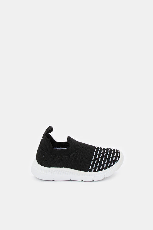 Redtag-Black-Fly-Knit-Pump-Category:Trainers,-Colour:Black,-Deals:New-In,-Filter:Boys-Footwear-(1-to-3-Yrs),-INB-Trainers,-New-In-INB-FOO,-Non-Sale,-ProductType:Sneakers,-Section:Boys-(0-to-14Yrs),-W23O-Infant-Boys-1 to 3 Years