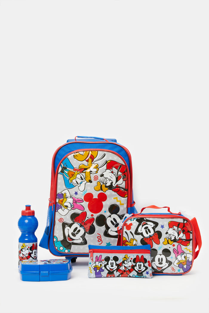 Redtag-Red/Blue-Mickey-Mouse-Print-16"-5Pcs-Trolley-Set-BOY-Bags,-BTS23,-Category:Bags,-CHR,-Colour:Red,-Deals:New-In,-Filter:Boys-Accessories,-H1:ACC,-H2:SCH,-H3:BTC,-H4:BTC-BACK-TO-SCHOOL,-New-In,-New-In-BOY-ACC,-Non-Sale,-ProductType:Trolley,-Season:W23O,-Section:Boys-(0-to-14Yrs),-W23O-Check-