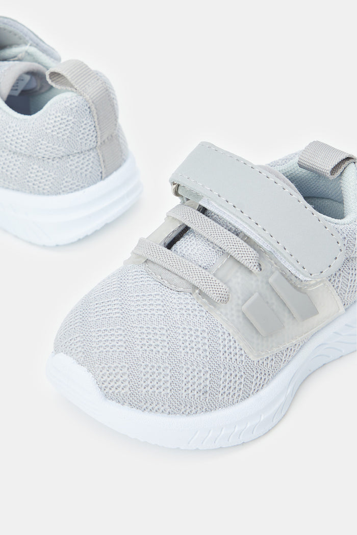 Redtag-Grey-Velcro-Strap-Pump-Category:Trainers,-Colour:Grey,-Deals:New-In,-Filter:Boys-Footwear-(1-to-3-Yrs),-INB-Trainers,-New-In-INB-FOO,-Non-Sale,-ProductType:Sneakers,-Section:Boys-(0-to-14Yrs),-W23B-Infant-Boys-1 to 3 Years