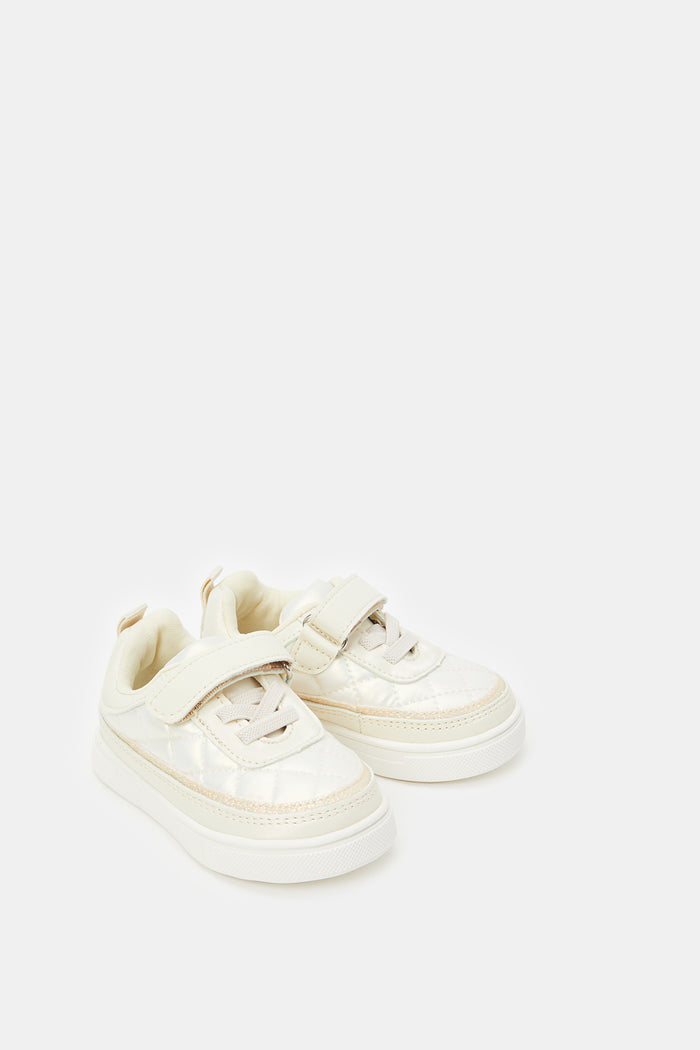 Redtag-Cream-Quilted-Sneaker-Category:Shoes,-Colour:Cream,-Deals:New-In,-Filter:Girls-Footwear-(1-to-3-Yrs),-ING-Shoes,-New-In-ING-FOO,-Non-Sale,-ProductType:Sneakers,-Section:Girls-(0-to-14Yrs),-W23A-Infant-Girls-1 to 3 Years