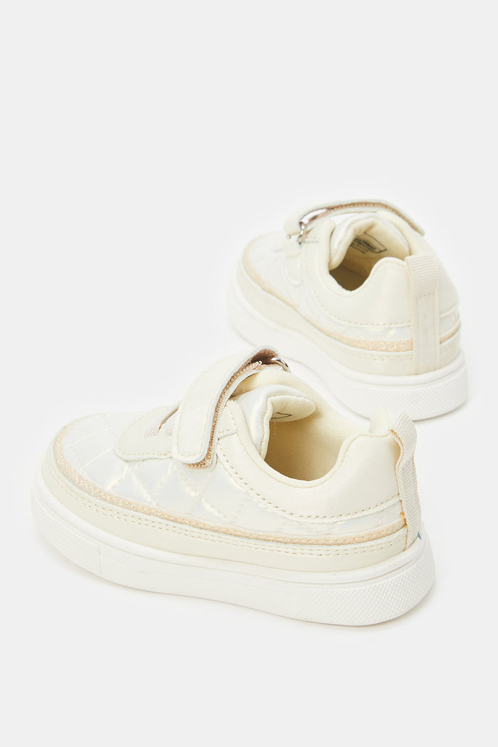 Redtag-Cream-Quilted-Sneaker-Category:Shoes,-Colour:Cream,-Deals:New-In,-Filter:Girls-Footwear-(1-to-3-Yrs),-ING-Shoes,-New-In-ING-FOO,-Non-Sale,-ProductType:Sneakers,-Section:Girls-(0-to-14Yrs),-W23A-Infant-Girls-1 to 3 Years