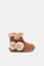 Redtag-Bronze-Pom-Pom-Detail-Ankle-Boot-Category:Boots,-Colour:Bronze,-Deals:New-In,-Filter:Girls-Footwear-(1-to-3-Yrs),-ING-Boots,-New-In-ING-FOO,-Non-Sale,-ProductType:Ankle-boots,-Section:Girls-(0-to-14Yrs),-W23B-Infant-Girls-1 to 3 Years