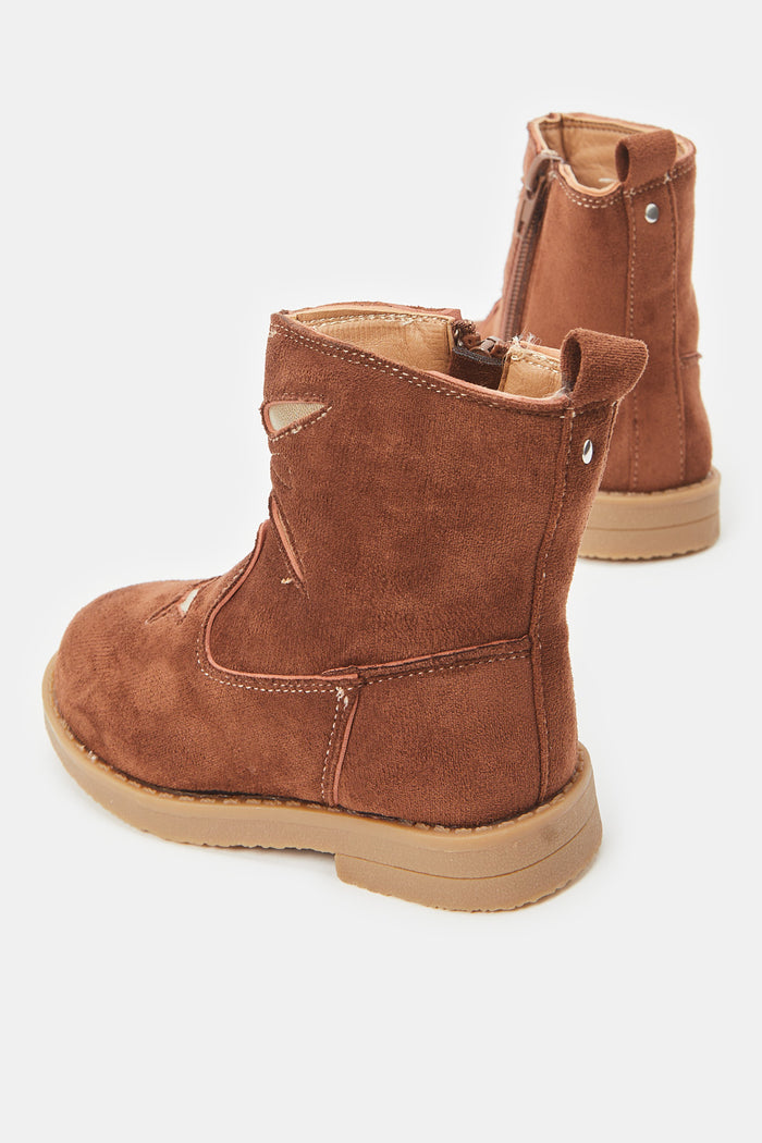 Redtag-Brown-Suede-Ankle-Boot-Category:Boots,-Colour:Brown,-Deals:New-In,-Filter:Girls-Footwear-(1-to-3-Yrs),-ING-Boots,-New-In-ING-FOO,-Non-Sale,-ProductType:Ankle-boots,-Section:Girls-(0-to-14Yrs),-W23B-Infant-Girls-1 to 3 Years