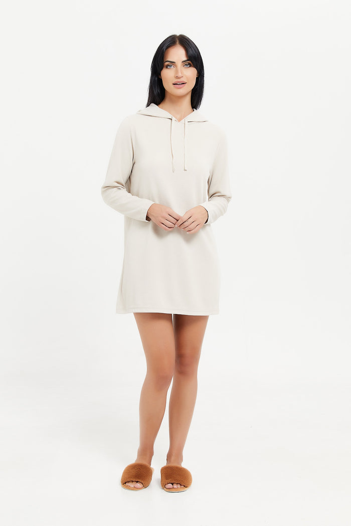 Redtag-Beige-Waffle-Solid-Nightshirt-Category:Nightshirts,-Colour:Beige,-Deals:New-In,-Filter:Women's-Clothing,-H1:LWR,-H2:LDN,-H3:NWR,-H4:NSH,-LWRLDNNWRNSH,-New-In-Women,-Non-Sale,-ProductType:Nightshirts,-S23E,-Season:S23E,-Section:Women,-women-clothing,-Women-Nightshirts--