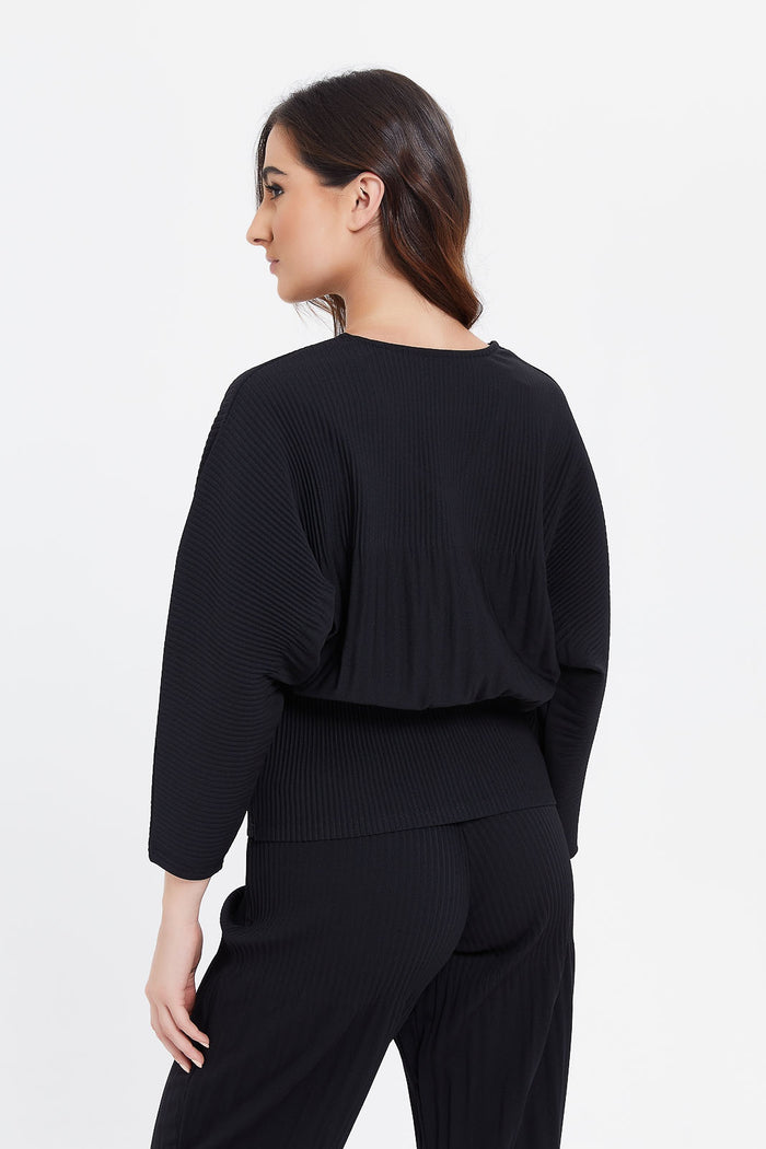 Redtag-Black-Pleated-Top-Category:Tops,-Colour:Black,-Deals:New-In,-Filter:Women's-Clothing,-H1:LWR,-H2:LDC,-H3:JYT,-H4:FJT,-LDC-Tops,-LWRLDCJYTFJT,-New-In-LDC,-Non-Sale,-ProductType:Tops,-Season:W23A,-Section:Women,-W23A-Women's-