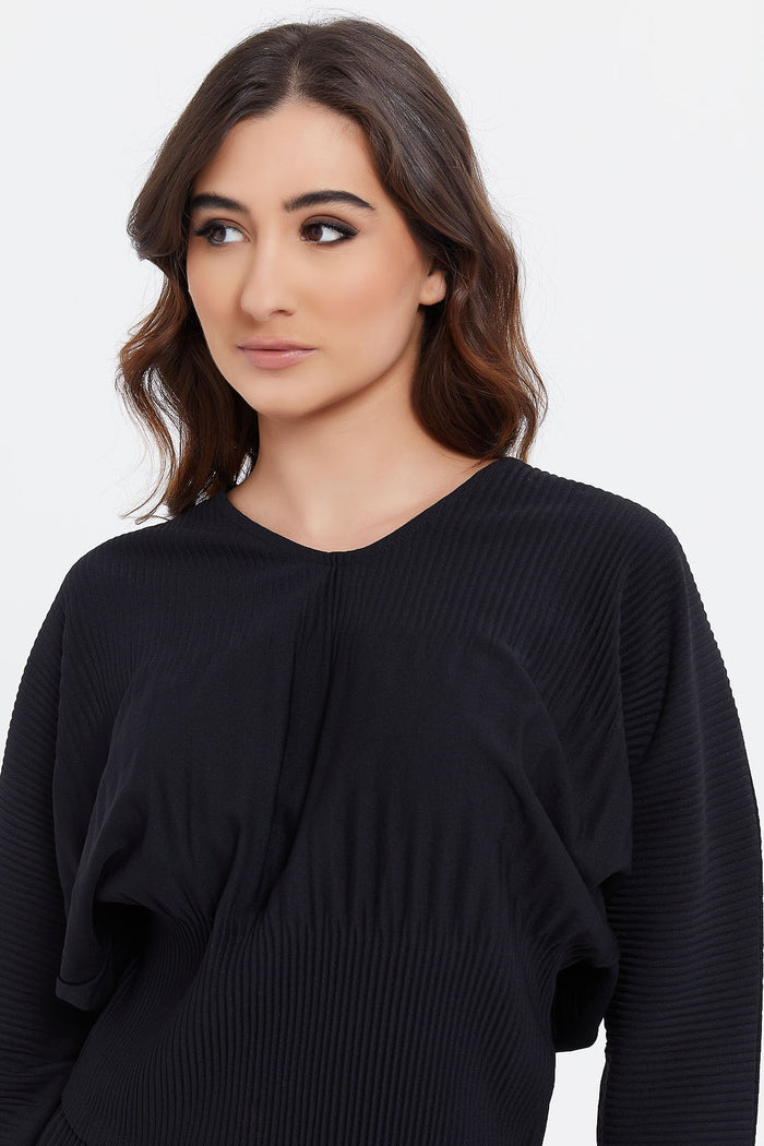 Redtag-Black-Pleated-Top-Category:Tops,-Colour:Black,-Deals:New-In,-Filter:Women's-Clothing,-H1:LWR,-H2:LDC,-H3:JYT,-H4:FJT,-LDC-Tops,-LWRLDCJYTFJT,-New-In-LDC,-Non-Sale,-ProductType:Tops,-Season:W23A,-Section:Women,-W23A-Women's-