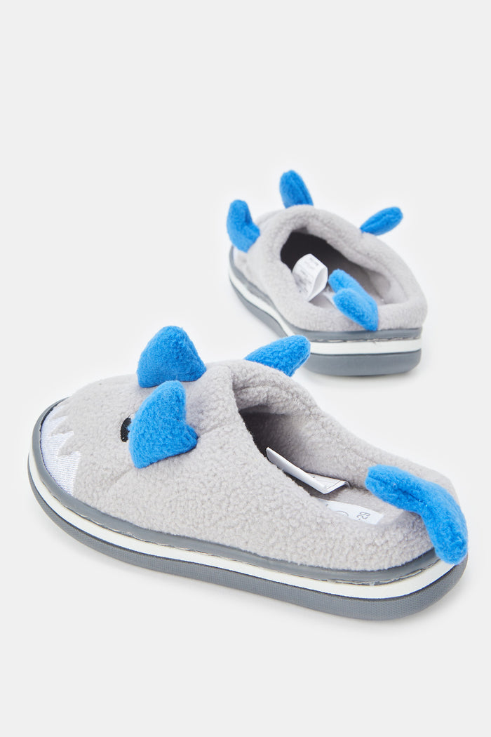 Redtag-Grey-3D-Animal-Slippers-BOY-Slippers,-Category:Slippers,-Colour:Grey,-Deals:New-In,-Filter:Boys-Footwear-(3-to-5-Yrs),-New-In-BOY-FOO,-Non-Sale,-ProductType:Mules,-Section:Boys-(0-to-14Yrs),-W23B-Boys-3 to 5 Years