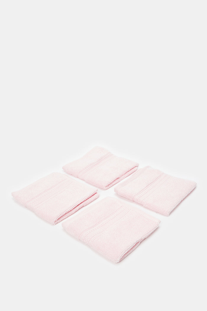 Redtag-Pink-Textured-Cotton-Face-Towel-Set-(4-Piece)-Category:Towels,-Colour:Pink,-Deals:New-In,-Filter:Home-Bathroom,-H1:HMW,-H2:BAC,-H3:TOW,-H4:FAC,-HMW-BAC-Towels,-HMWBACTOWFAC,-New-In-HMW-BAC,-Non-Sale,-ProductType:Face-Towels,-Season:W23A,-Section:Homewares,-W23A-Home-Bathroom-