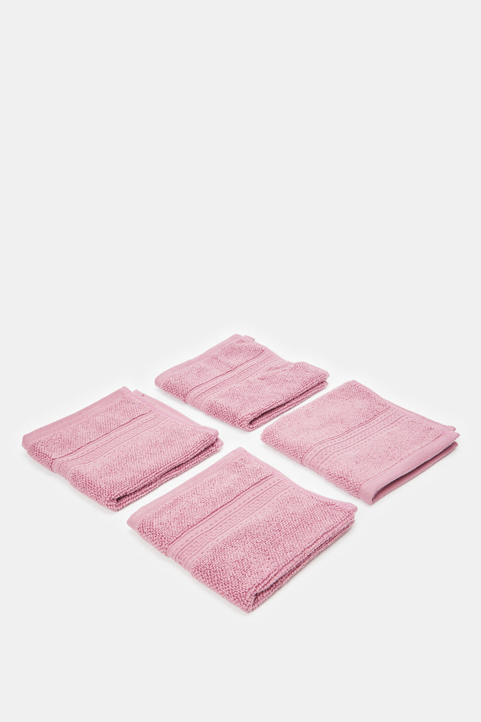 Redtag-Purple-Textured-Cotton-Face-Towel-Set-(4-Piece)-Category:Towels,-Colour:Purple,-Deals:New-In,-Filter:Home-Bathroom,-H1:HMW,-H2:BAC,-H3:TOW,-H4:FAC,-HMW-BAC-Towels,-HMWBACTOWFAC,-New-In-HMW-BAC,-Non-Sale,-ProductType:Face-Towels,-Season:W23A,-Section:Homewares,-W23A-Home-Bathroom-