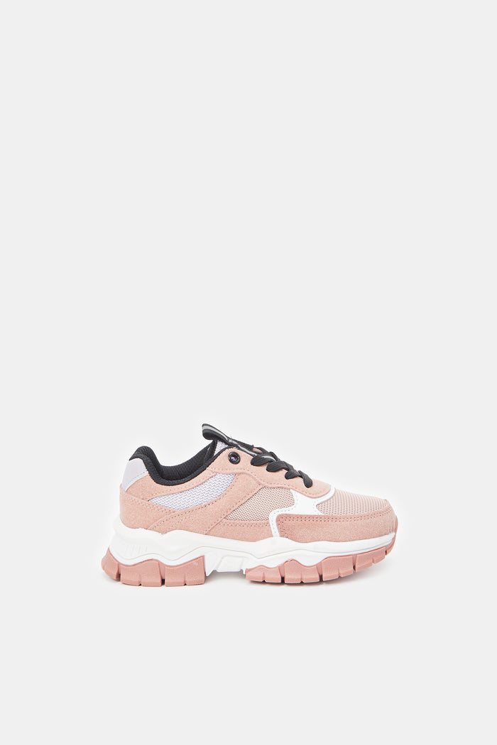 Redtag-Pale-Pink-Chunky-Slimrunner-Category:Trainers,-Colour:Pink,-Deals:New-In,-Filter:Girls-Footwear-(5-to-14-Yrs),-GSR-Trainers,-New-In-GSR-FOO,-Non-Sale,-ProductType:Sneakers,-Section:Girls-(0-to-14Yrs),-W23A-Senior-Girls-5 to 14 Years
