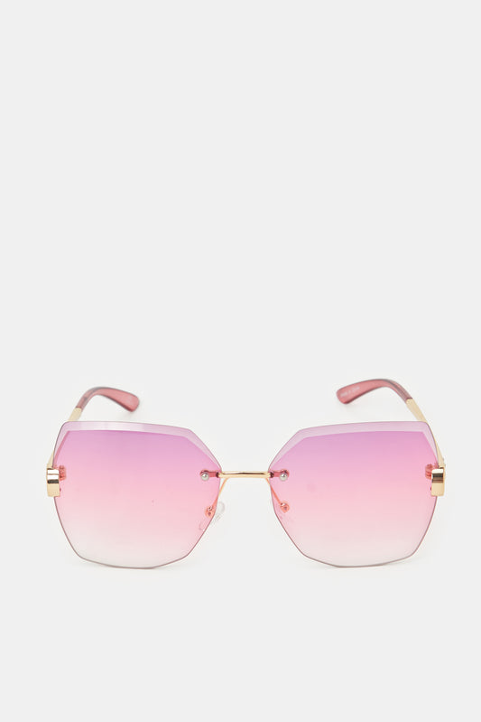 Women Pink Oversized Sunglasses