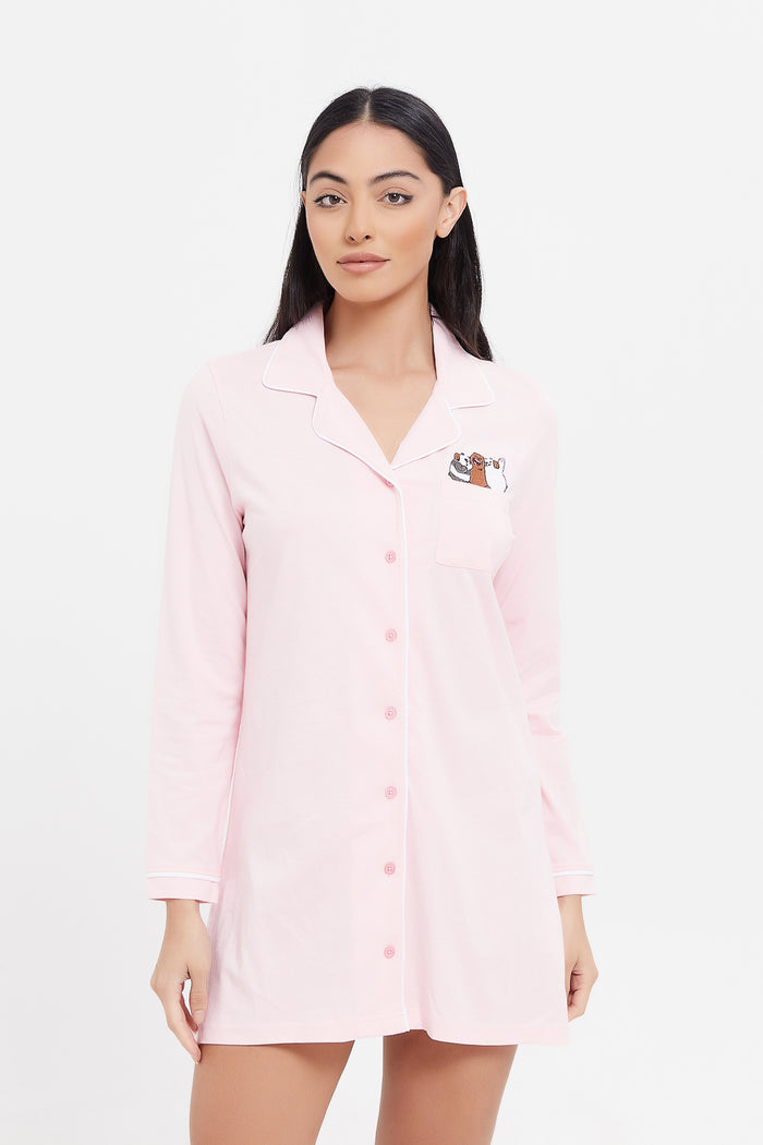 Redtag-Assorted-Character-Long-Sleeves-Nightshirt-Category:Nightshirts,-Colour:Assorted,-Deals:New-In,-Filter:Women's-Clothing,-H1:LWR,-H2:LDN,-H3:NWR,-H4:NSH,-LWRLDNNWRNSH,-New-In-Women,-Non-Sale,-ProductType:Nightshirts,-Season:W23A,-Section:Women,-W23A,-Women-Nightshirts--