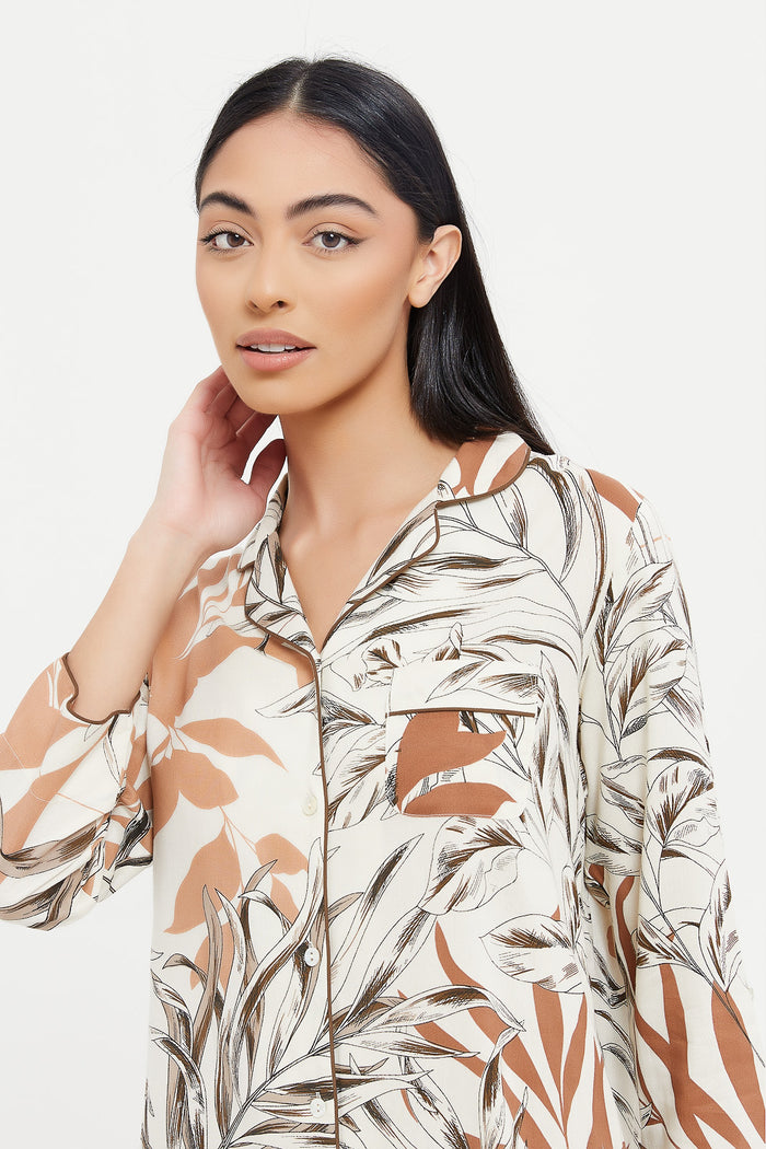 Redtag-Ivory-Floral-Nightshirt-Category:Nightshirts,-Colour:Ivory,-Deals:New-In,-Filter:Women's-Clothing,-H1:LWR,-H2:LDN,-H3:NWR,-H4:NSH,-LWRLDNNWRNSH,-New-In-Women,-Non-Sale,-ProductType:Nightshirts,-Season:W23A,-Section:Women,-W23A,-Women-Nightshirts--