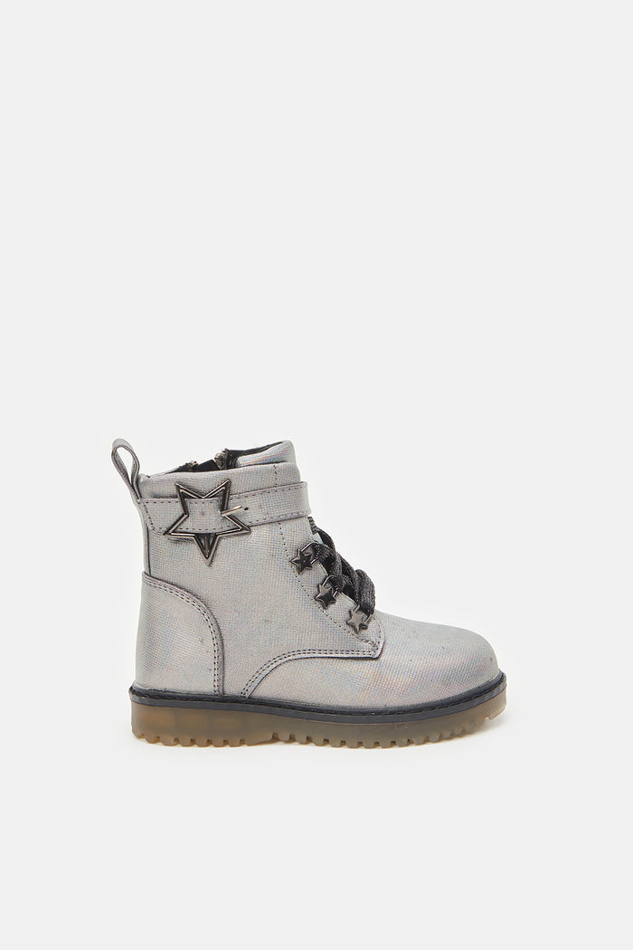 Redtag-Grey-Lace-Up-Chukka-Boots-Category:Boots,-Colour:Grey,-Deals:New-In,-Filter:Girls-Footwear-(3-to-5-Yrs),-GIR-Boots,-New-In-GIR-FOO,-Non-Sale,-ProductType:Ankle-boots,-Section:Girls-(0-to-14Yrs),-W23B-Girls-3 to 5 Years