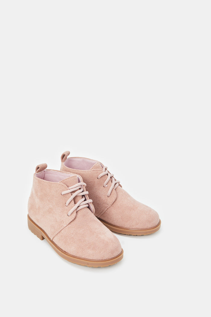 Redtag-Pale-Pink-Lace-Up-Ankle-Boots-Category:Boots,-Colour:Pink,-Deals:New-In,-Filter:Girls-Footwear-(3-to-5-Yrs),-GIR-Boots,-New-In-GIR-FOO,-Non-Sale,-ProductType:Ankle-boots,-Section:Girls-(0-to-14Yrs),-W23B-Girls-3 to 5 Years