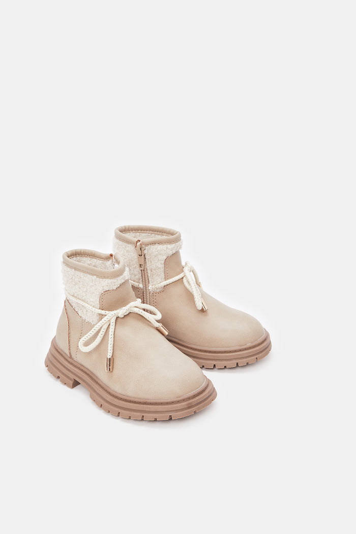 Redtag-Beige-Fur-Detail-Chukka-Boots-Category:Boots,-Colour:Beige,-Deals:New-In,-Filter:Girls-Footwear-(3-to-5-Yrs),-GIR-Boots,-New-In-GIR-FOO,-Non-Sale,-ProductType:Ankle-boots,-Section:Girls-(0-to-14Yrs),-W23B-Girls-3 to 5 Years