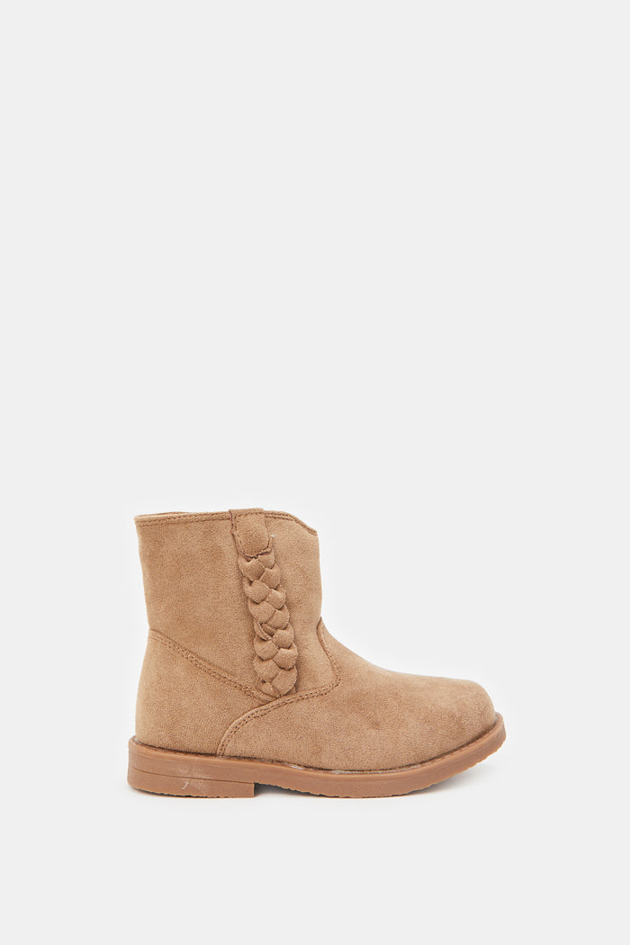 Redtag-Tan-Suede-Chelsea-Boots-Category:Boots,-Colour:Tan,-Deals:New-In,-Filter:Girls-Footwear-(3-to-5-Yrs),-GIR-Boots,-New-In-GIR-FOO,-Non-Sale,-ProductType:Ankle-boots,-Section:Girls-(0-to-14Yrs),-W23B-Girls-3 to 5 Years