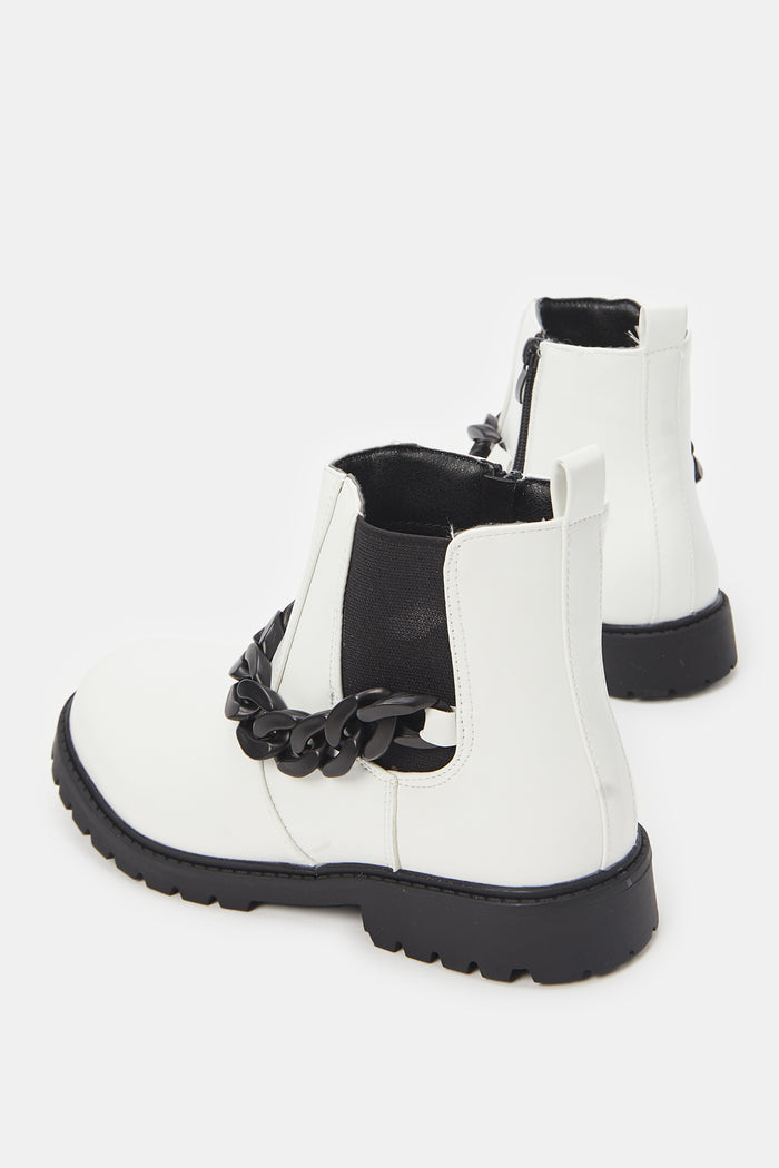 Redtag-White-Chunky-Ankle-Boots-Category:Boots,-Colour:White,-Deals:New-In,-Filter:Girls-Footwear-(5-to-14-Yrs),-GSR-Boots,-New-In-GSR-FOO,-Non-Sale,-ProductType:Ankle-boots,-Section:Girls-(0-to-14Yrs),-W23B--