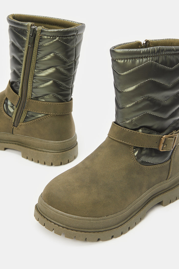 Redtag-Olive-Ankle-Length-Boots-Category:Boots,-Colour:Green,-Deals:New-In,-Filter:Girls-Footwear-(5-to-14-Yrs),-GSR-Boots,-New-In-GSR-FOO,-Non-Sale,-ProductType:Ankle-boots,-Section:Girls-(0-to-14Yrs),-W23B--