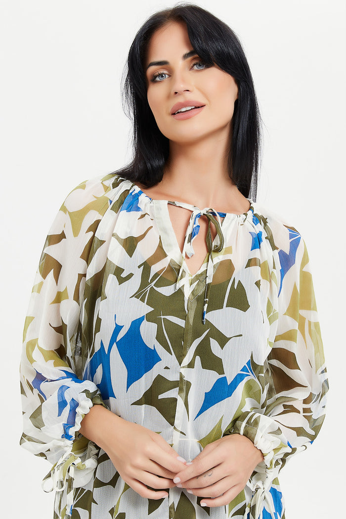 Redtag-Printed-Gathered-Detailed-Blouse-Category:Blouses,-Colour:Assorted,-Deals:New-In,-Filter:Women's-Clothing,-H1:LWR,-H2:LAD,-H3:BLO,-H4:CBL,-LWRLADBLOCBL,-New-In-Women,-Non-Sale,-ProductType:Tops,-S23E,-Season:S23E,-Section:Women,-Women-Blouses-Women's-