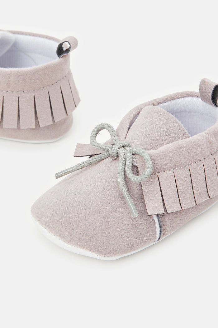 Redtag-Grey-Pram-Booties-Category:Boots,-Colour:Grey,-Deals:New-In,-Filter:Baby-Footwear-(0-to-18-Mths),-NBF-Boots,-New-In-NBF-FOO,-Non-Sale,-ProductType:Ankle-boots,-Section:Boys-(0-to-14Yrs),-W23B-Baby-0 to 18 Months