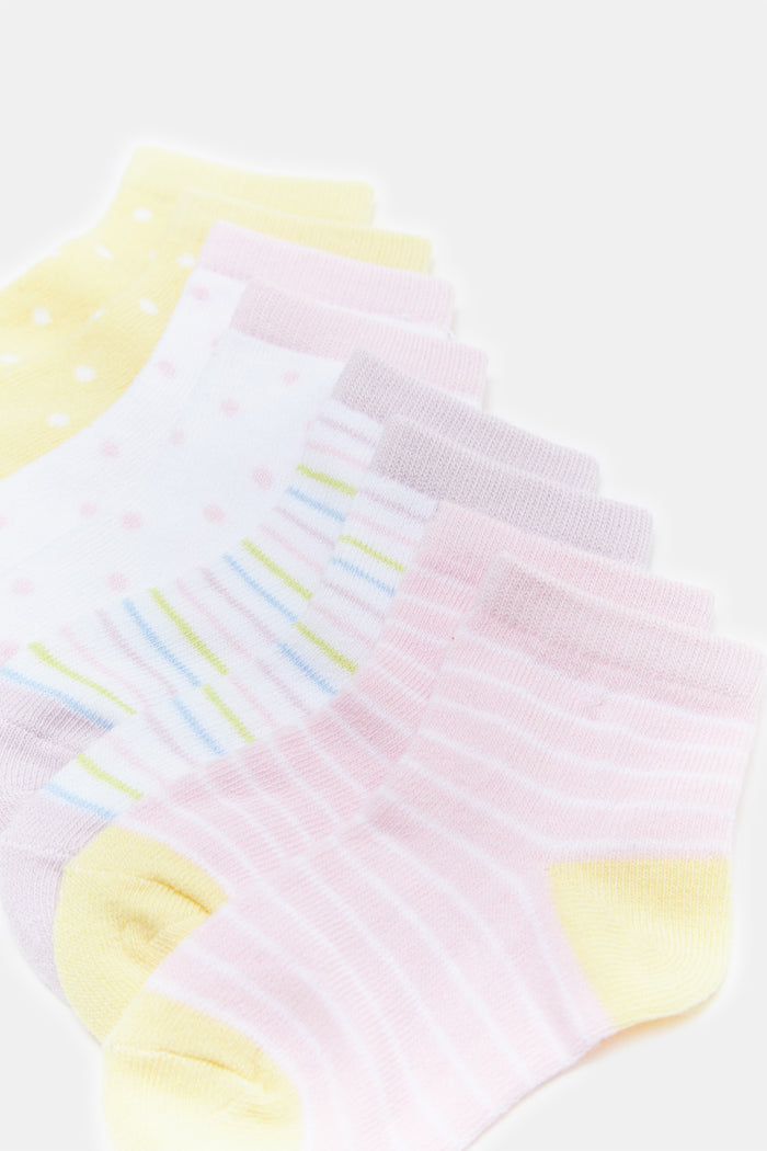 Redtag-Assorted-4-Pcs-Pk-Ankle-Length-Printed-Socks-Category:Socks,-Colour:Assorted,-Deals:2-FOR-28,-Deals:New-In,-Filter:Infant-Girls-(3-to-24-Mths),-H1:KWR,-H2:ING,-H3:HOS,-H4:SKS,-ING-Socks,-KWRINGHOSSKS,-New-In-ING,-Non-Sale,-ProductType:Ankle-Socks,-S23E,-Season:S23E,-Section:Girls-(0-to-14Yrs)-Infant-Girls-3 to 24 Months