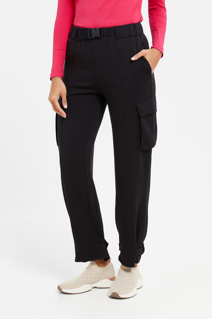 Redtag-Black-Cargo-Trouser-Category:Joggers,-Colour:Black,-Deals:New-In,-Filter:Women's-Clothing,-H1:LWR,-H2:LAD,-H3:SPW,-H4:ATP,-LWRLADSPWATP,-New-In-Women,-Non-Sale,-ProductType:Joggers,-Season:W23A,-Section:Women,-W23A,-Women-Joggers-Women's-