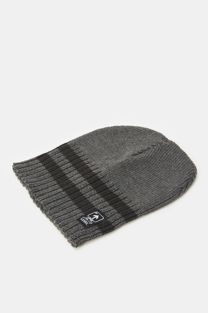 Redtag-Grey-And-Black-Colour-Knitted-Cap-Set-Of-2-ACCGENMEAFAA,-Category:Knitted-Accessories,-Colour:Assorted,-Deals:New-In,-Filter:Men's-Accessories,-H1:ACC,-H2:GEN,-H3:MEA,-H4:FAA,-Men-Knitted-Accessories,-New-In,-New-In-Men-ACC,-Non-Sale,-ProductType:Beanies,-Season:W23B,-Section:Men,-W23B-Men's-