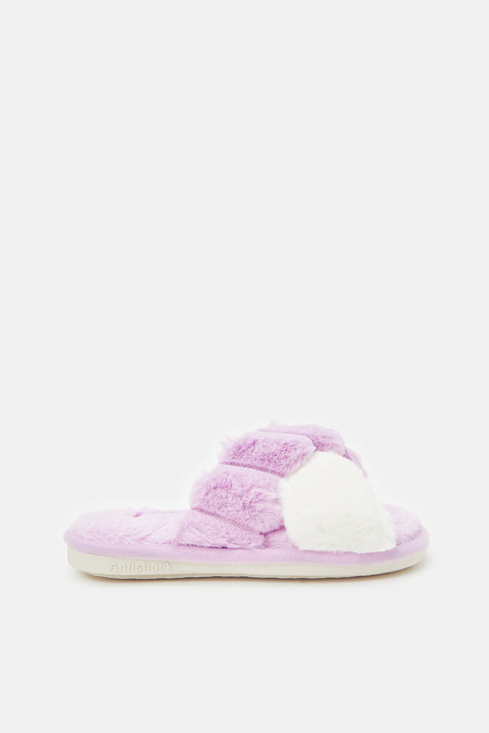 Redtag-Lilac-Crossover-Slipper-Category:Slippers,-Colour:Lilac,-Deals:New-In,-Filter:Girls-Footwear-(5-to-14-Yrs),-GSR-Slippers,-New-In-GSR-FOO,-Non-Sale,-ProductType:Mules,-Section:Girls-(0-to-14Yrs),-W23B-Senior-Girls-5 to 14 Years