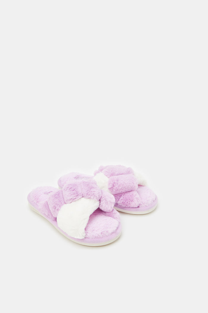 Redtag-Lilac-Crossover-Slipper-Category:Slippers,-Colour:Lilac,-Deals:New-In,-Filter:Girls-Footwear-(5-to-14-Yrs),-GSR-Slippers,-New-In-GSR-FOO,-Non-Sale,-ProductType:Mules,-Section:Girls-(0-to-14Yrs),-W23B-Senior-Girls-5 to 14 Years