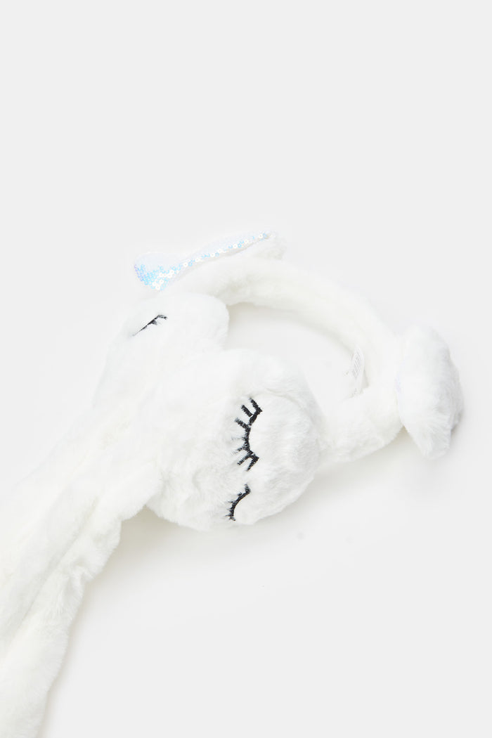 Redtag-White-Earmuff-ACCGIRGIAFAA,-Category:Knitted-Accessories,-Colour:White,-Filter:Girls-Accessories,-GIR-Knitted-Accessories,-H1:ACC,-H2:GIR,-H3:GIA,-H4:FAA,-New-In,-New-In-GIR-ACC,-Non-Sale,-ProductType:Earmuffs,-Season:W23B,-Section:Girls-(0-to-14Yrs),-W23B-Girls-