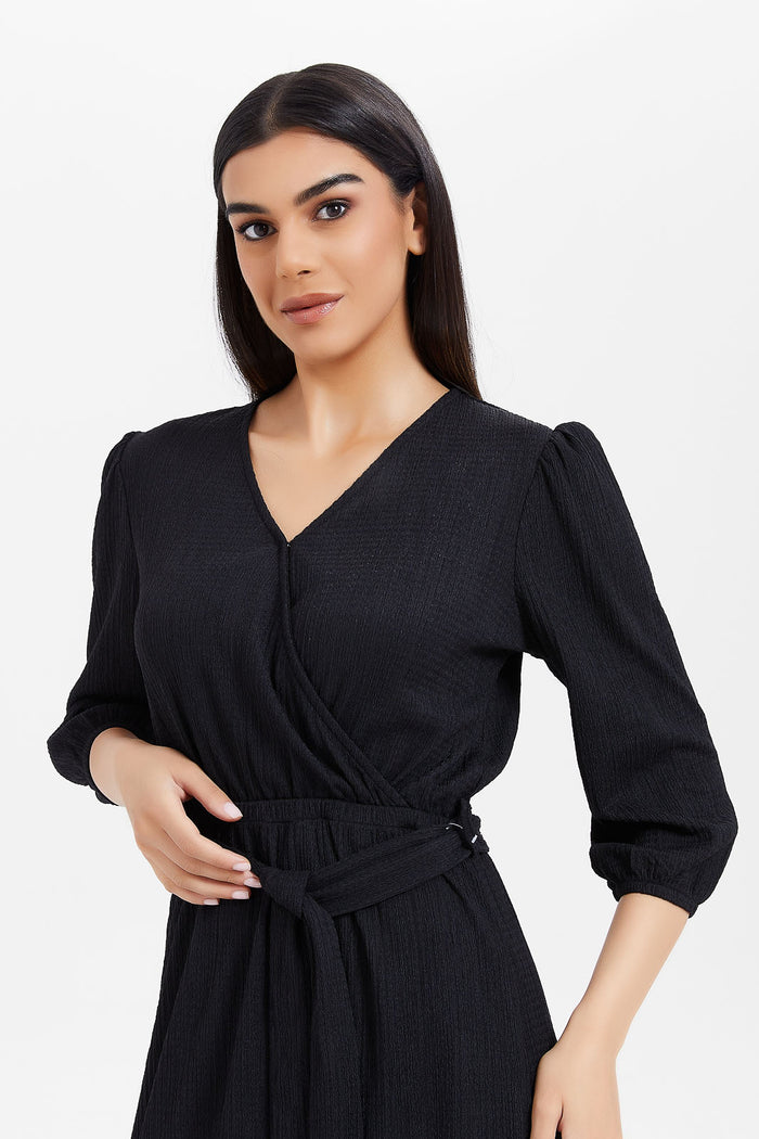 Redtag-Black-Bleted-Maxi-Dress-Category:Dresses,-Colour:Black,-Deals:New-In,-Filter:Women's-Clothing,-H1:LWR,-H2:LAD,-H3:DRS,-H4:CAD,-LWRLADDRSCAD,-New-In-Women,-Non-Sale,-PPE,-ProductType:Dresses,-Season:W23A,-Section:Women,-W23A,-Winter23,-Women-Dresses-Women's-