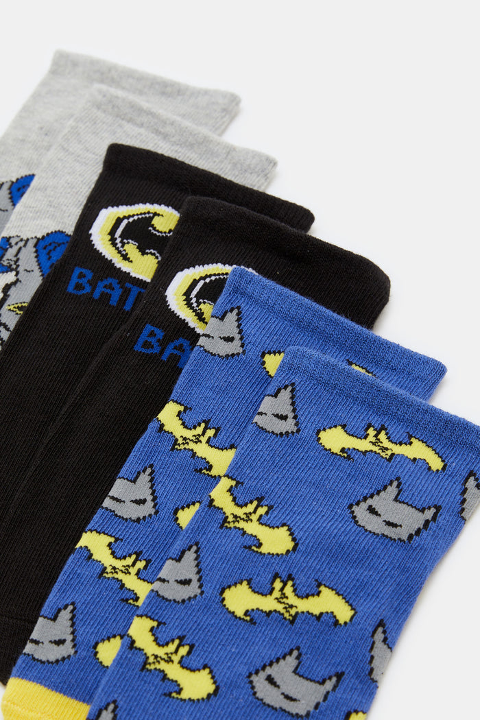 Redtag-3-Pc-Pack-Batman-Ankle-Socks-365,-BOY-Socks,-Category:Socks,-CHR,-Colour:Assorted,-Deals:New-In,-Filter:Boys-(2-to-8-Yrs),-H1:KWR,-H2:BOY,-H3:HOS,-H4:SKS,-KWRBOYHOSSKS,-New-In-BOY,-Non-Sale,-ProductType:Ankle-Socks,-Season:365365,-Section:Boys-(0-to-14Yrs)-Boys-2 to 8 Years