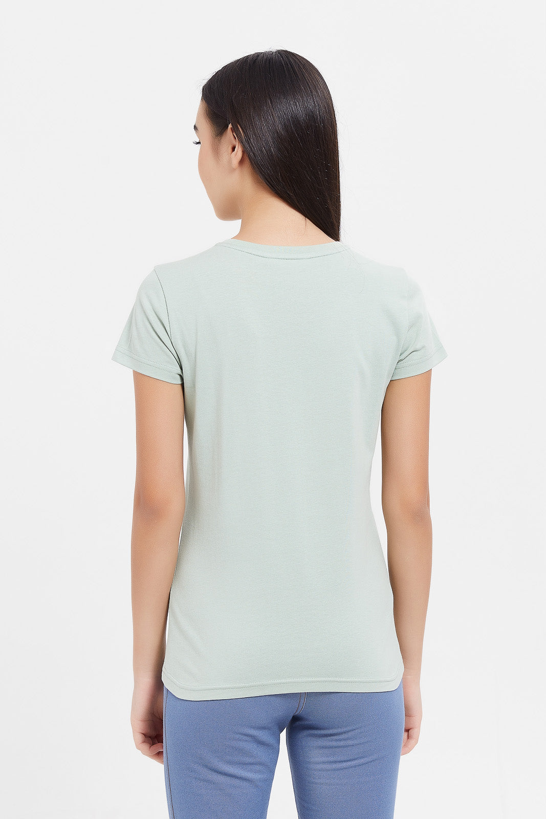 Girls plain green t clearance shirt