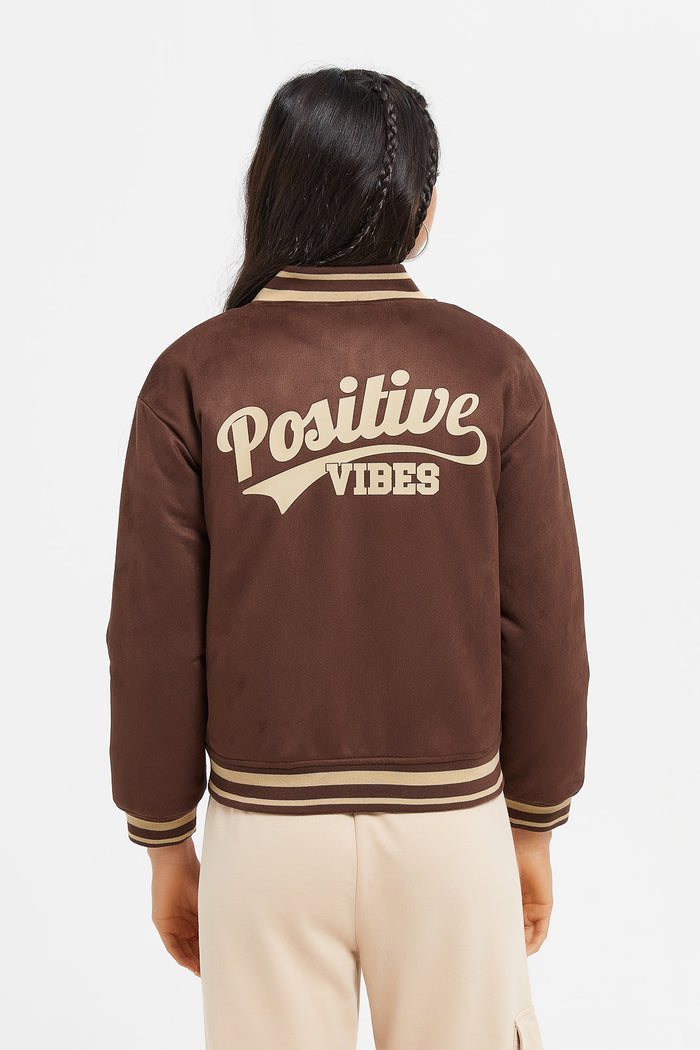 Redtag-Brown-Suede-Baseball-Jacket-Category:Jackets,-Colour:Brown,-Deals:New-In,-EHW,-Filter:Senior-Girls-(8-to-14-Yrs),-GSR-Jackets,-H1:KWR,-H2:GSR,-H3:CSJ,-H4:CSJ,-KWRGSRCSJCSJ,-New-In-GSR,-Non-Sale,-ProductType:Jackets,-Season:W23B,-Section:Girls-(0-to-14Yrs),-W23B-Senior-Girls-9 to 14 Years