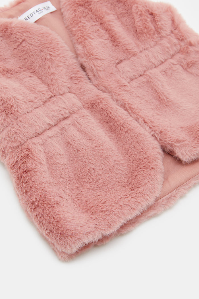 Redtag-Dusty-Pink-Sleeveless-Fur-Jacket-Category:Jackets,-Colour:Pale-Pink,-Deals:New-In,-EHW,-Filter:Infant-Girls-(3-to-24-Mths),-H1:KWR,-H2:ING,-H3:OUW,-H4:OUW,-ING-Jackets,-KWRINGOUWOUW,-New-In-ING,-Non-Sale,-ProductType:Jackets,-Season:W23B,-Section:Girls-(0-to-14Yrs),-W23B-Infant-Girls-3 to 24 Months