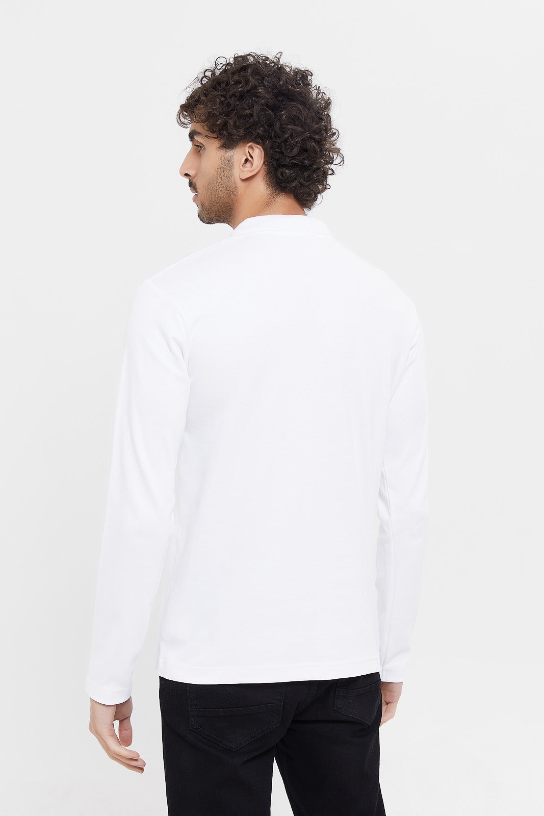 Buy Men White Zip Placket Polo Shirt 126590211 in Saudi Arabia | REDTAG