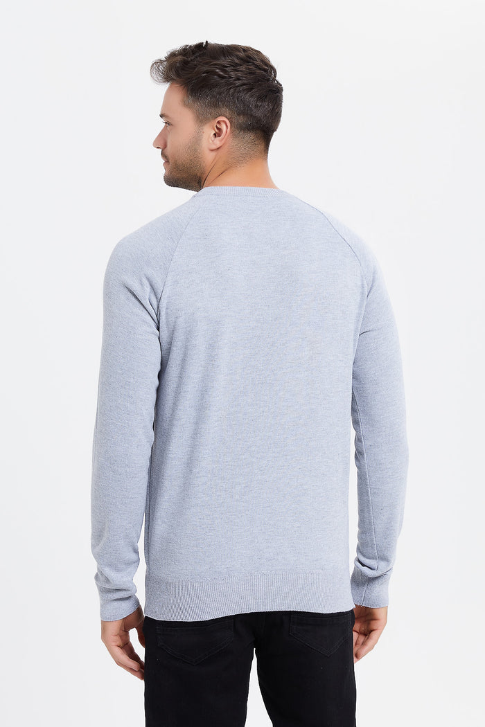 Redtag-Grey-Crew-Neck-Sweater-Category:Pullovers,-Colour:Mid-Grey,-Deals:New-In,-Filter:Men's-Clothing,-H1:MWR,-H2:GEN,-H3:KNW,-H4:PUL,-Men-Pullovers,-MWRGENKNWPUL,-New-In-Men,-Non-Sale,-ProductType:Pullovers,-Season:W23B,-Section:Men,-TBL,-W23B-Men's-