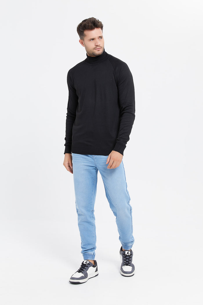 Redtag-Black-Turtle-Neck-Sweater-Category:Pullovers,-Colour:Black,-Deals:New-In,-Filter:Men's-Clothing,-H1:MWR,-H2:GEN,-H3:KNW,-H4:PUL,-Men-Pullovers,-MWRGENKNWPUL,-New-In-Men,-Non-Sale,-ProductType:Pullovers,-Season:W23B,-Section:Men,-TBL,-W23B-Men's-