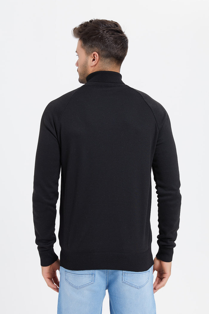 Redtag-Black-Turtle-Neck-Sweater-Category:Pullovers,-Colour:Black,-Deals:New-In,-Filter:Men's-Clothing,-H1:MWR,-H2:GEN,-H3:KNW,-H4:PUL,-Men-Pullovers,-MWRGENKNWPUL,-New-In-Men,-Non-Sale,-ProductType:Pullovers,-Season:W23B,-Section:Men,-TBL,-W23B-Men's-