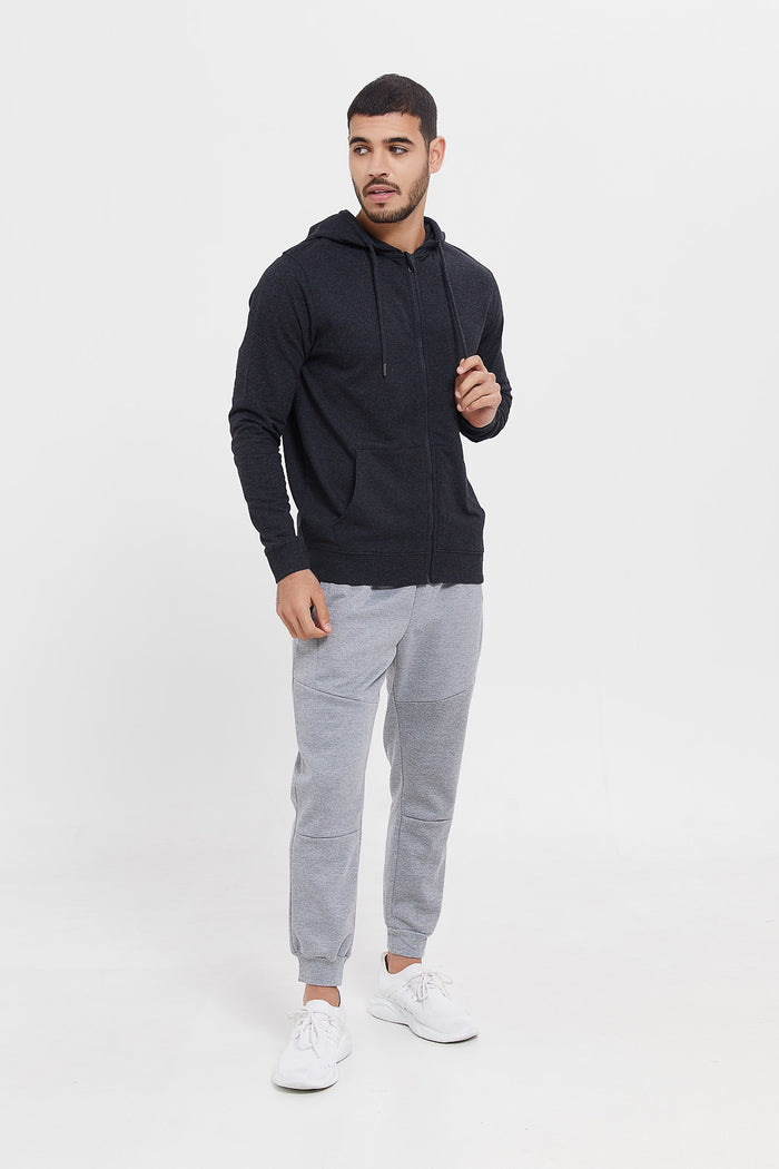 Redtag-Charcoal-Zip-Thru-Hooded-Sweatshirt-Category:Sweatshirts,-Colour:Charcoal,-Deals:New-In,-Filter:Men's-Clothing,-H1:MWR,-H2:GEN,-H3:SWS,-H4:SWS,-Men-Sweatshirts,-MWRGENSWSSWS,-New-In-Men,-Non-Sale,-ProductType:Hooded-Sweatshirts,-Season:W23A,-Section:Men,-TBL,-W23A-Men's-