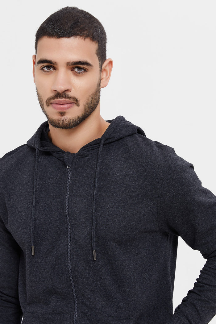 Redtag-Charcoal-Zip-Thru-Hooded-Sweatshirt-Category:Sweatshirts,-Colour:Charcoal,-Deals:New-In,-Filter:Men's-Clothing,-H1:MWR,-H2:GEN,-H3:SWS,-H4:SWS,-Men-Sweatshirts,-MWRGENSWSSWS,-New-In-Men,-Non-Sale,-ProductType:Hooded-Sweatshirts,-Season:W23A,-Section:Men,-TBL,-W23A-Men's-