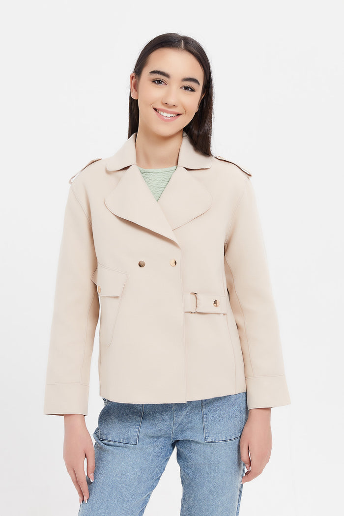 Redtag-Beige-Melton-Overlay-Jackets-Category:Jackets,-Colour:Beige,-Deals:New-In,-Filter:Senior-Girls-(8-to-14-Yrs),-GSR-Jackets,-H1:KWR,-H2:GSR,-H3:CSJ,-H4:CSJ,-KWRGSRCSJCSJ,-New-In-GSR,-Non-Sale,-ProductType:Jackets,-Season:W23A,-Section:Girls-(0-to-14Yrs),-W23A-Senior-Girls-9 to 14 Years