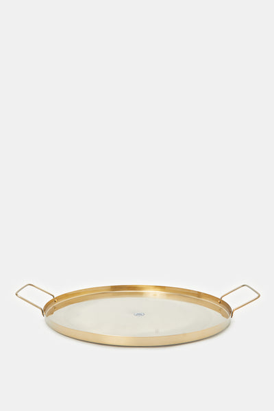Buy Gold Metal Round Etched Tray for Home 125497170 in Saudi Arabia